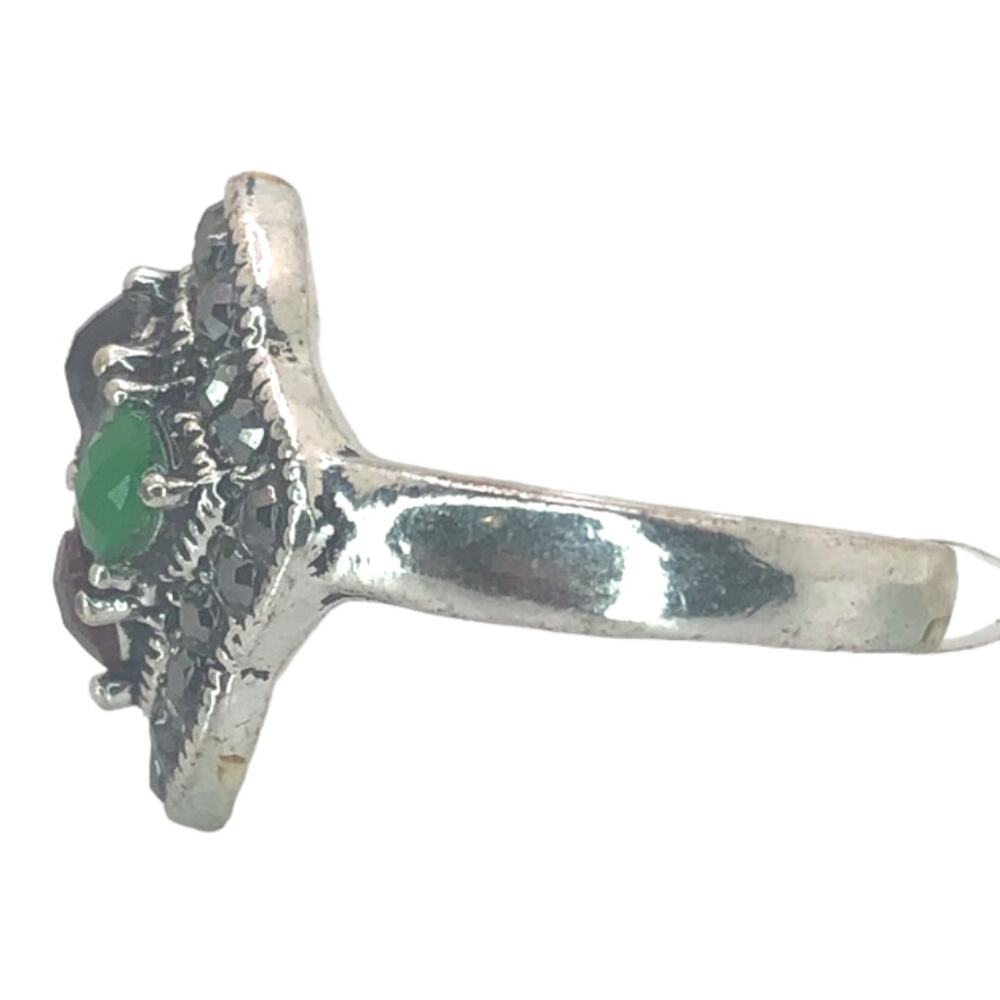 Silver and Multicolor Rhinestone Statement Ring - Size 8.5 - Picture 4 of 7